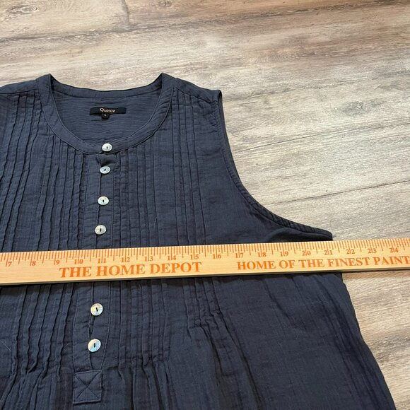 Quince 100% Organic Cotton Gauze Sleeveless Swing Dress, Indigo Blue, Large - Picture 10 of 11